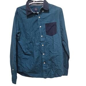 American Eagle Classic Fit Button-Down Shirt Men’s M Teal Blue